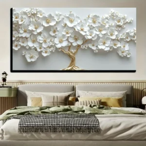 Nordic white flower canvas
