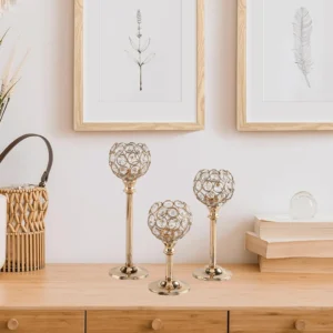 3pcs Crystal Gold Candle Holders